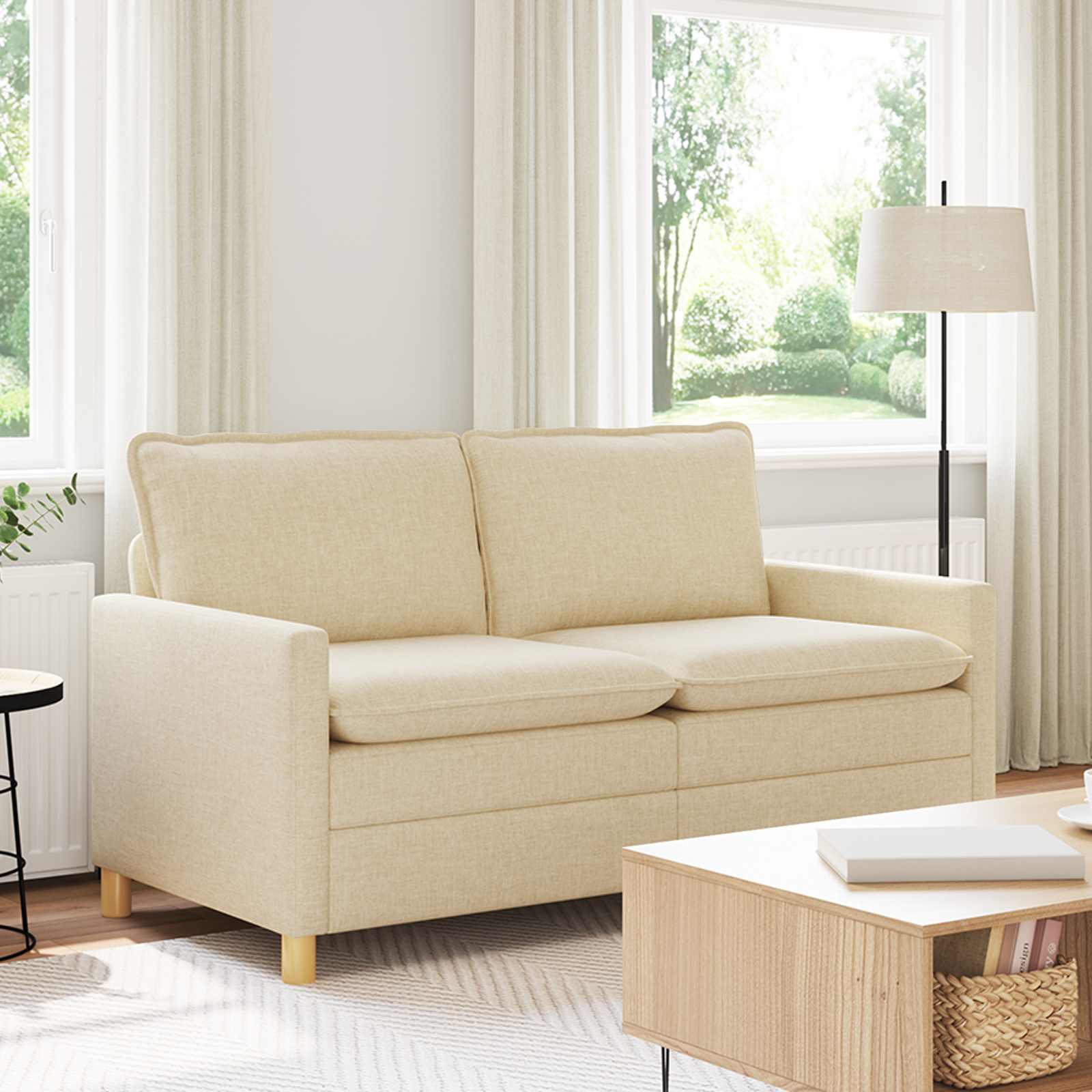 vidaXL Sofa kremowy 156 x 81 x 87,5 cm tkanina