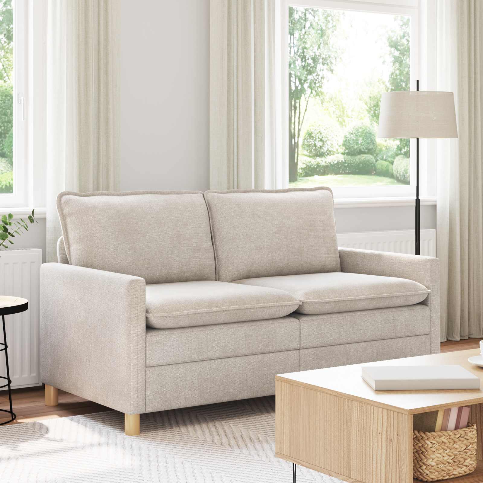 vidaXL Sofa kremowy 156 x 81 x 87,5 cm Poliester