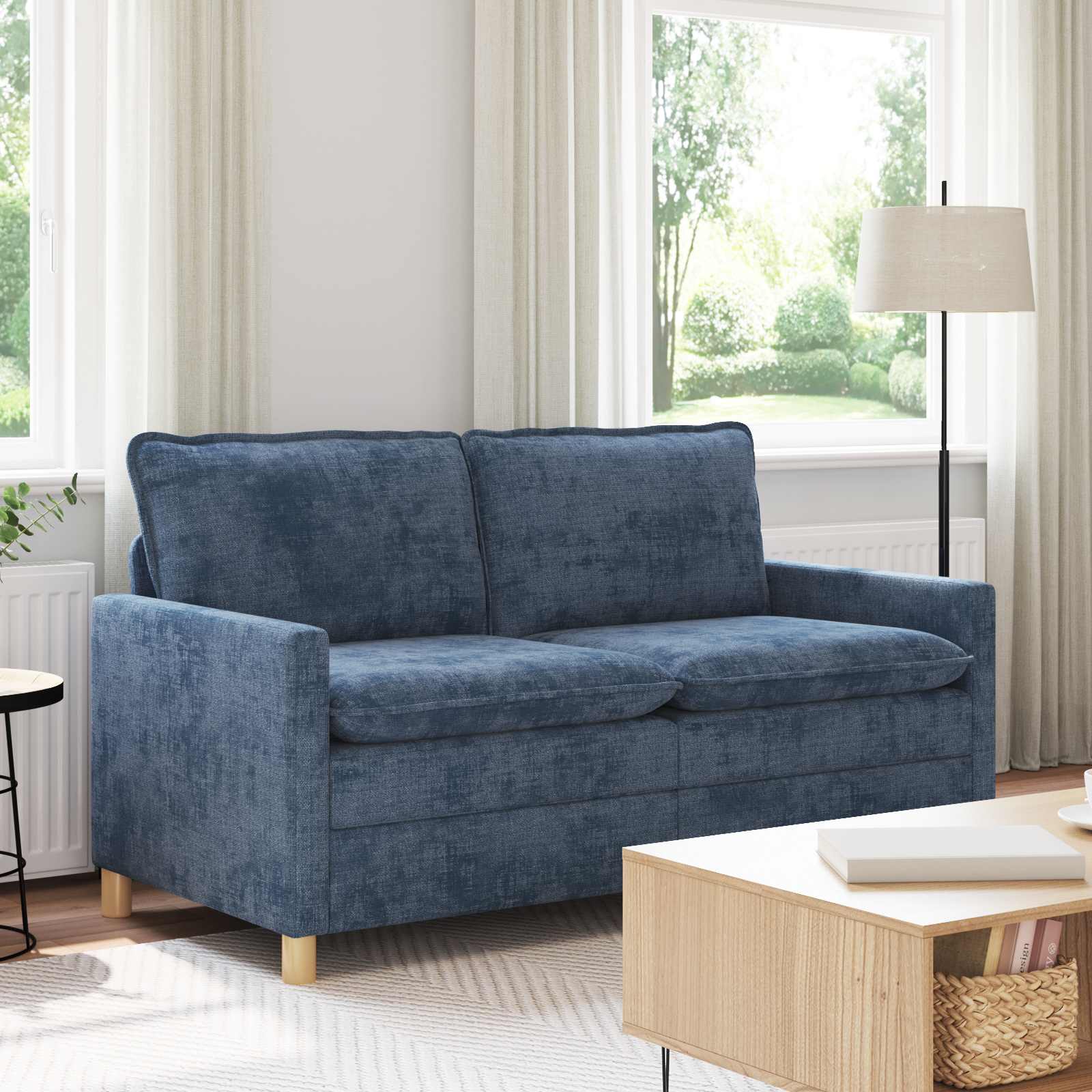 vidaXL Sofa niebieski 156 x 81 x 87,5 cm Poliester