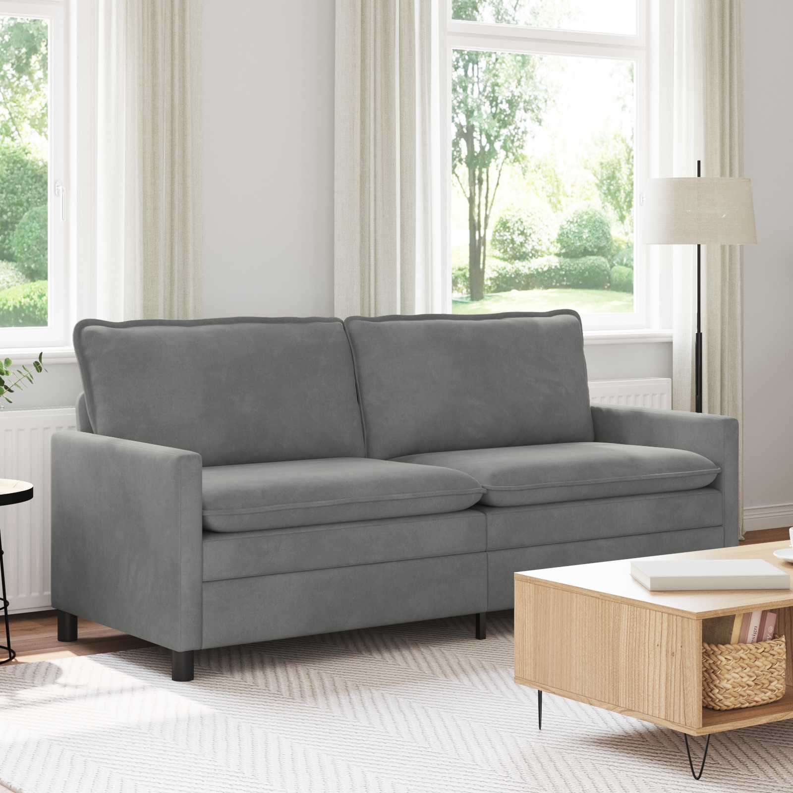 vidaXL Sofa ciemnoszary 196 x 81 x 87,5 cm Welur