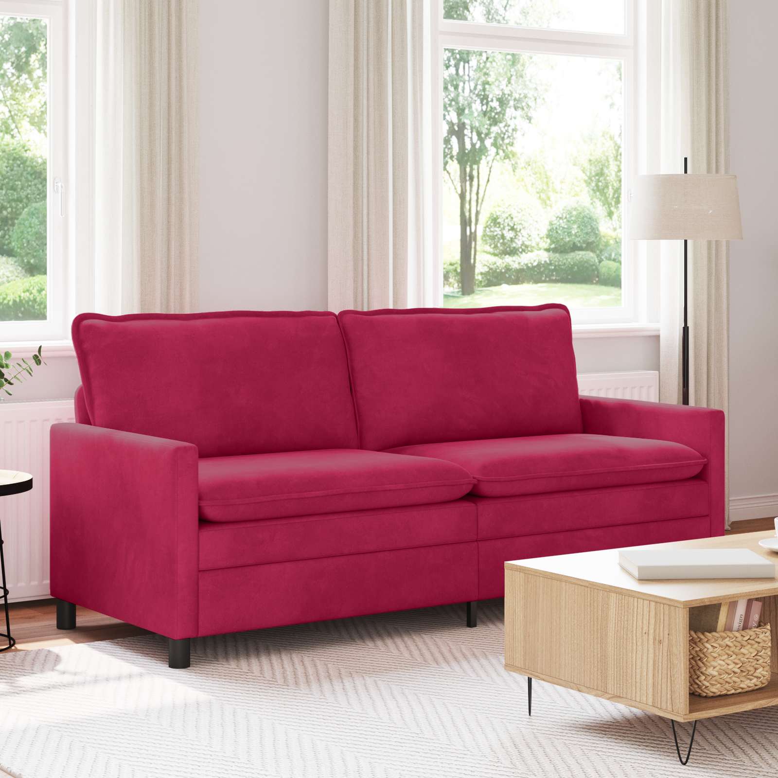vidaXL Sofa Czerwone wino 196 x 81 x 87,5 cm Welur
