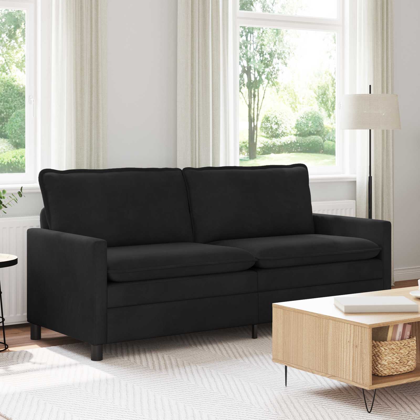 vidaXL Sofa Czarny 196 x 81 x 87,5 cm Welur