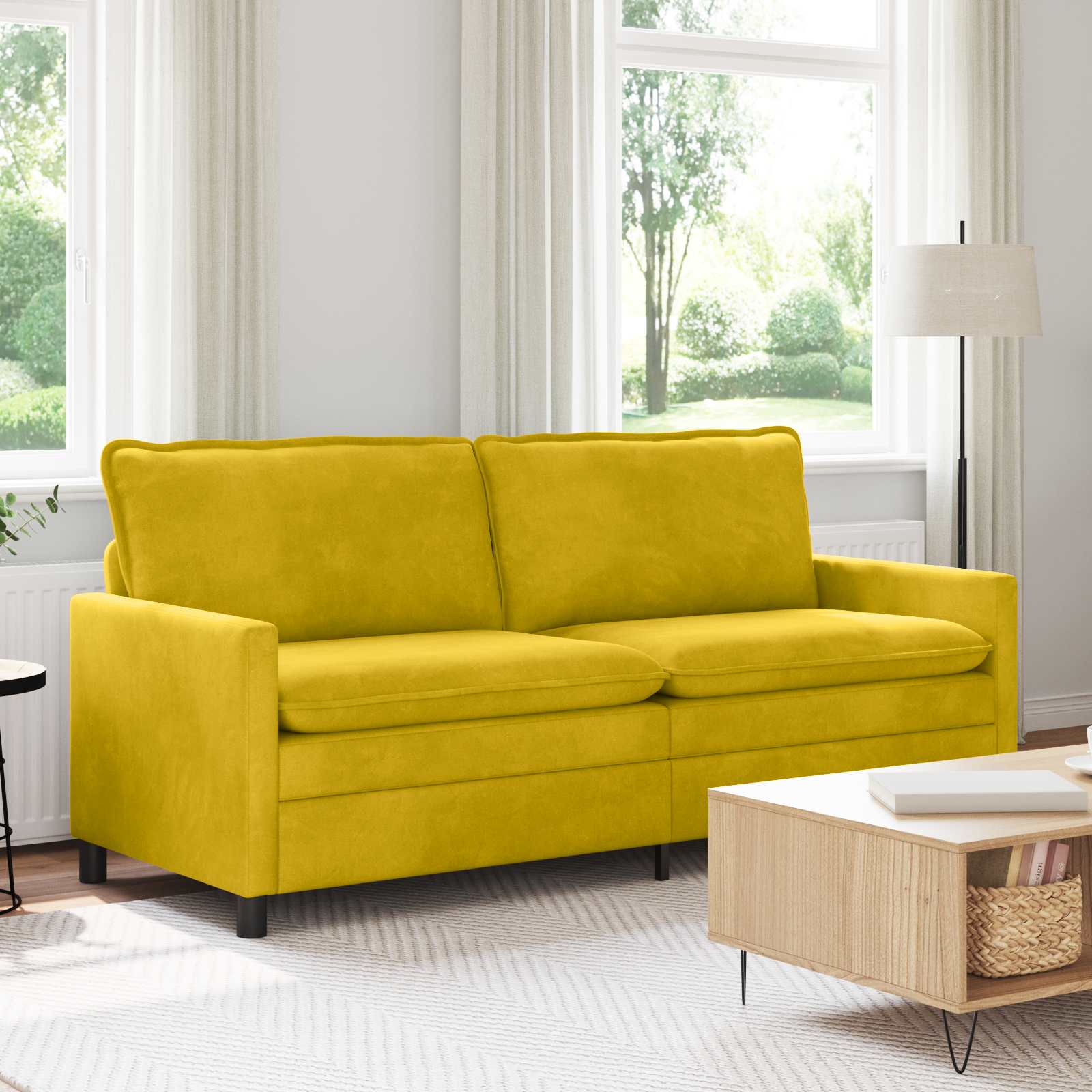 vidaXL Sofa żółty 196 x 81 x 87,5 cm Welur