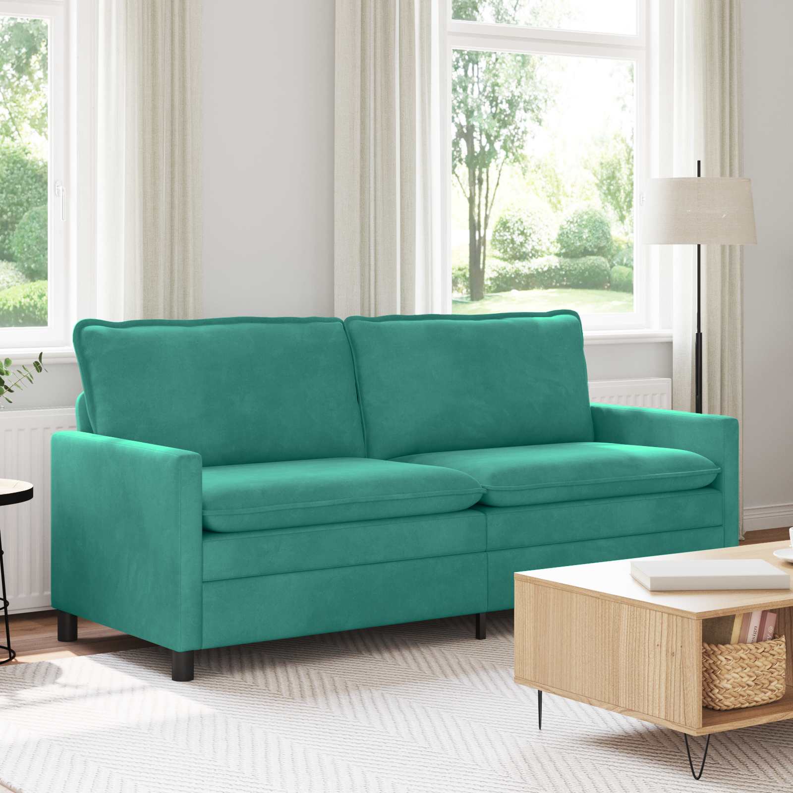 vidaXL Sofa Turkusowy 196 x 81 x 87,5 cm Welur