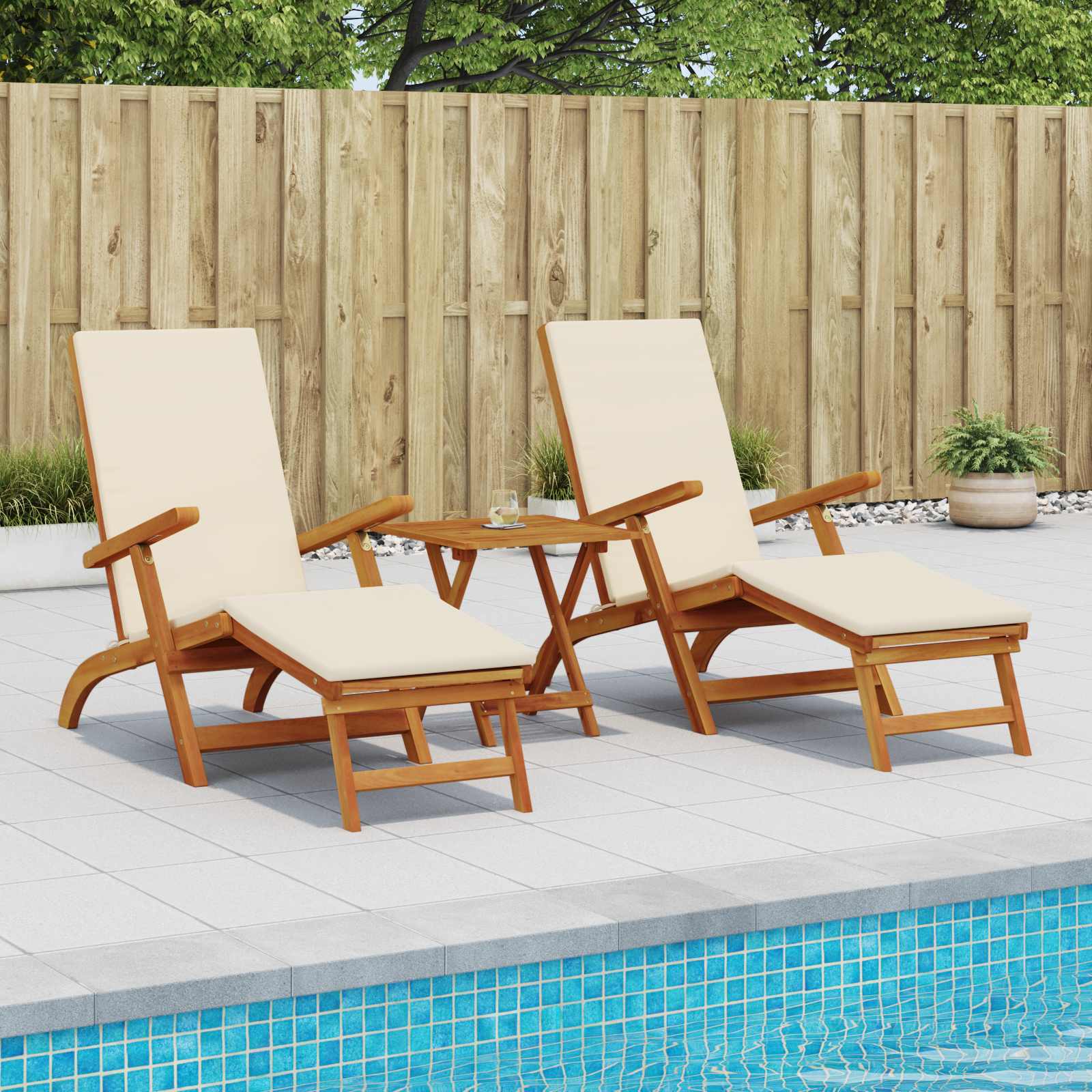 vidaXL Leżak z funkcją pochylania i składania 2 pcs 55 x 146 x 91 cm