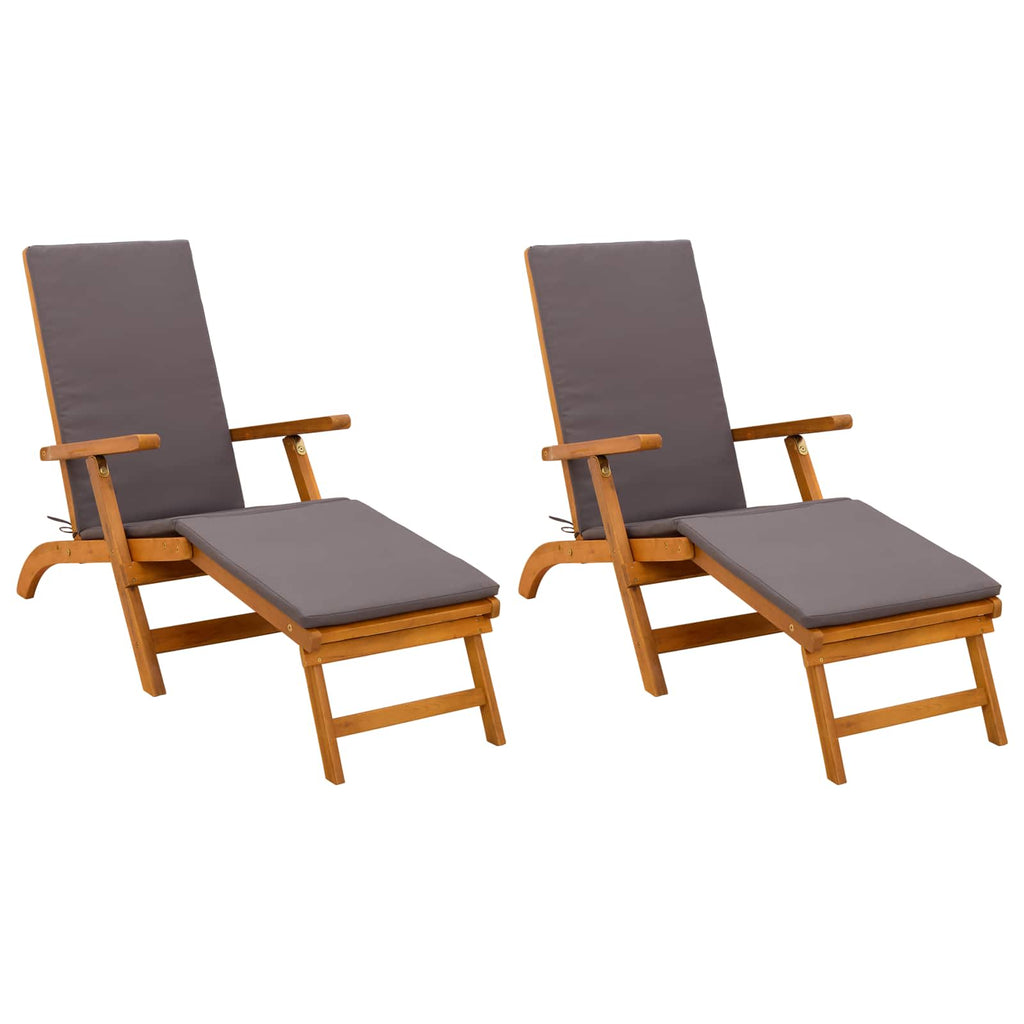 vidaXL Leżak z funkcją pochylania i składania 2 pcs Szary