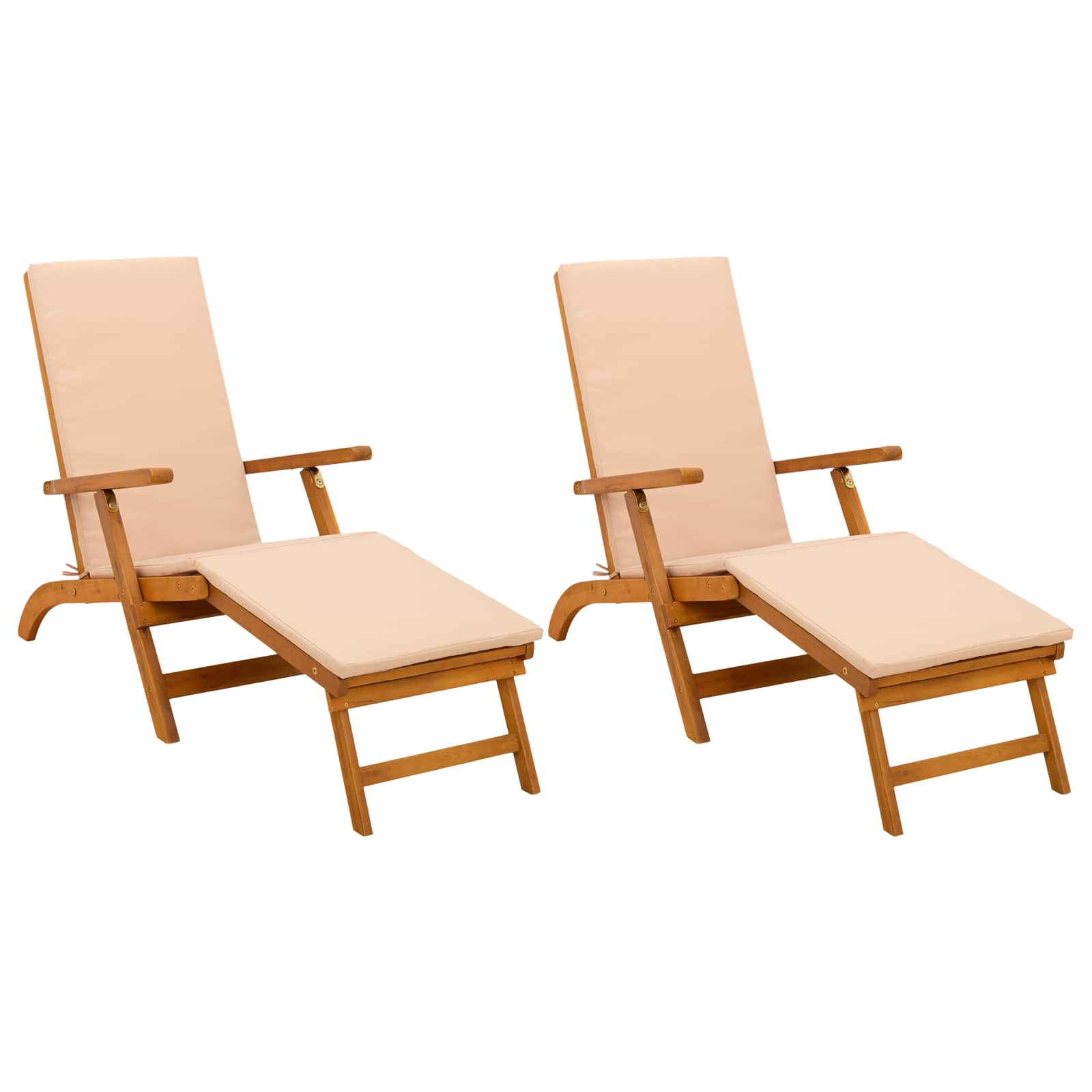 vidaXL Leżak z funkcją pochylania i składania 2 pcs 55 x 146 x 91 cm
