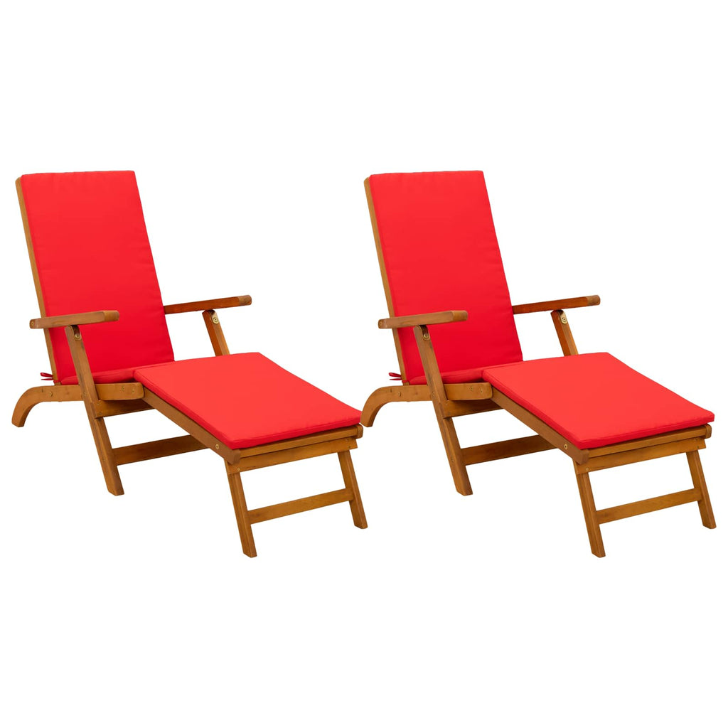 vidaXL Leżak z funkcją pochylania i składania 2 pcs czerwony