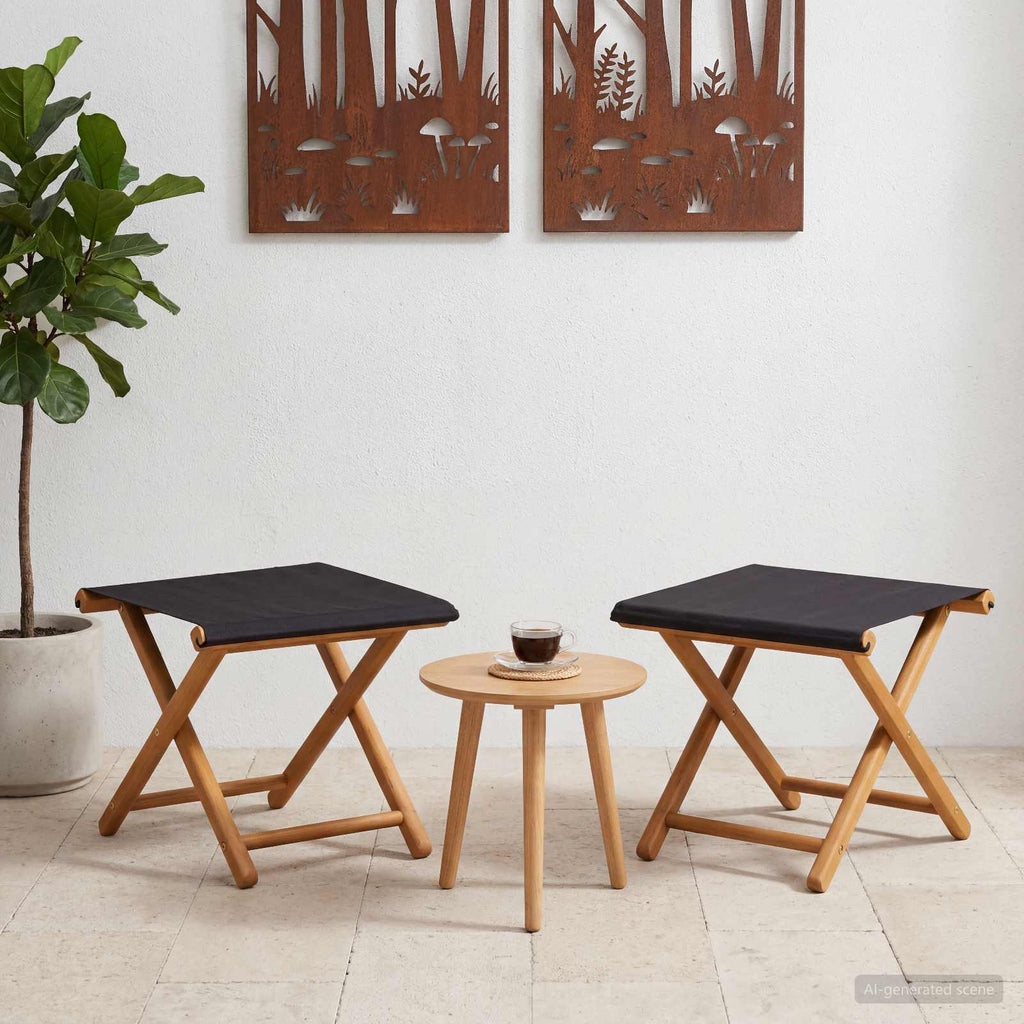 vidaXL Fotel ogrodowy 2 pcs Lite Drewno Eukaliptusowe Czarny
