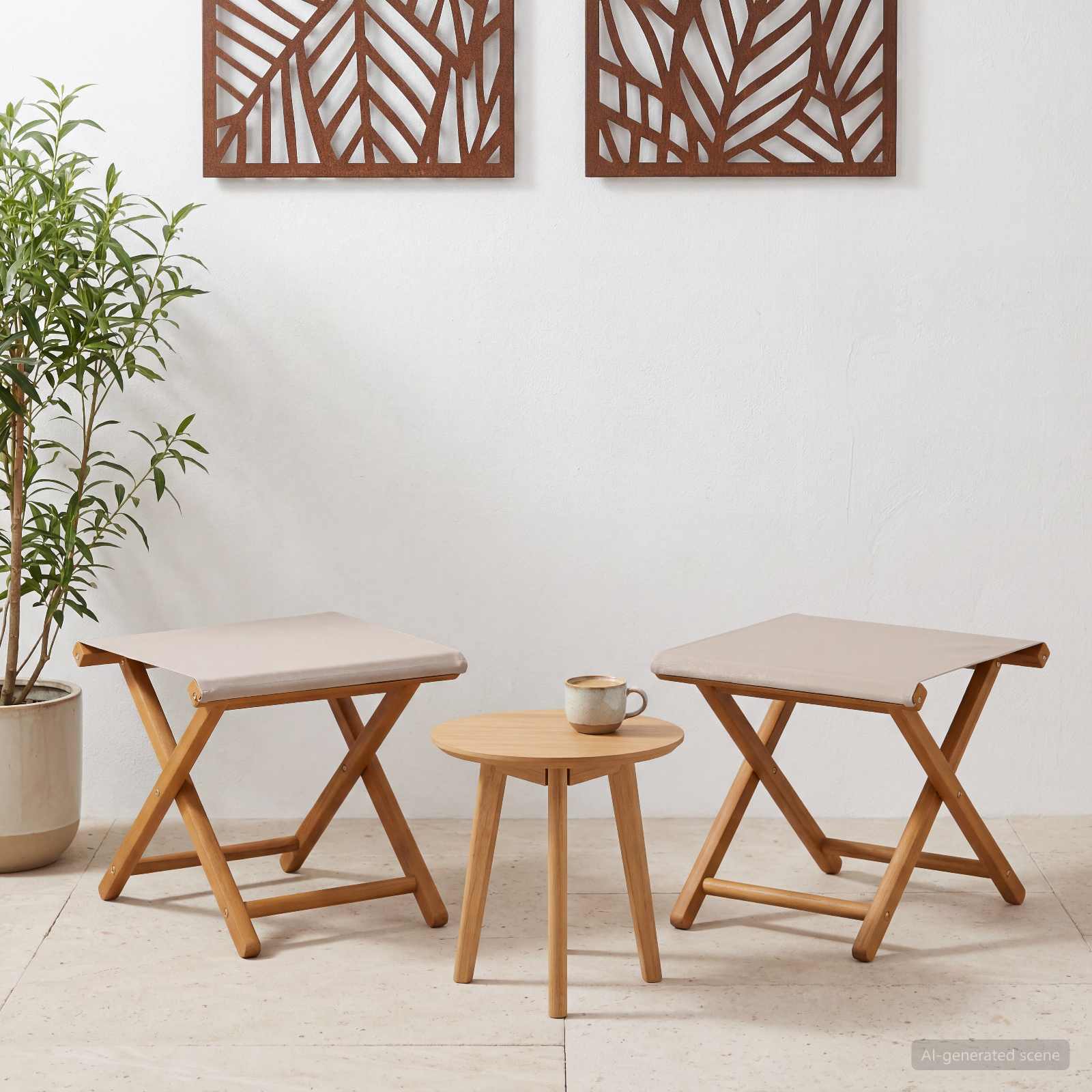 vidaXL Fotel ogrodowy 2 pcs Lite Drewno Eukaliptusowe Beżowy
