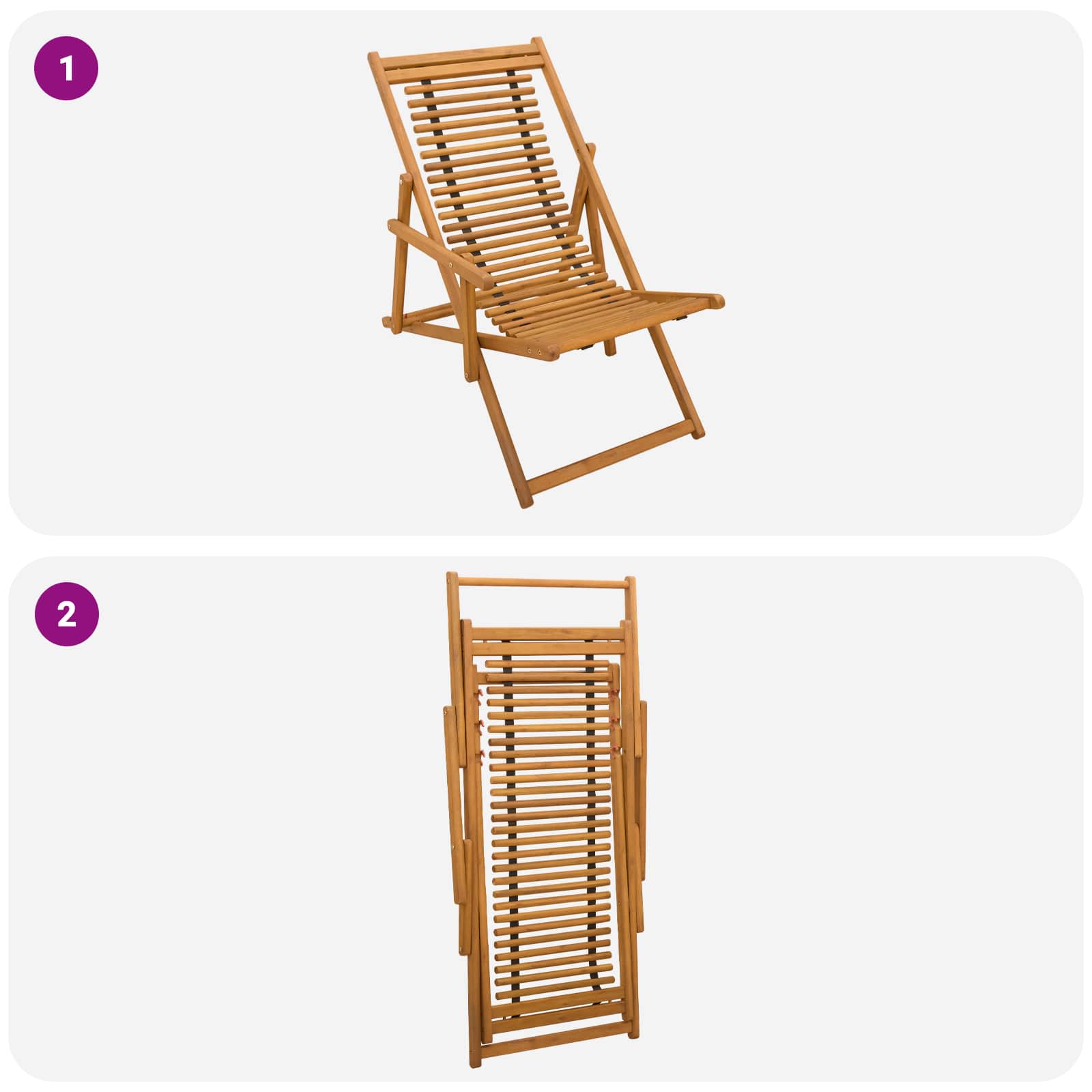 vidaXL Fotel ogrodowy 3 Pozycja Lite Drewno Eukaliptusowe naturalny