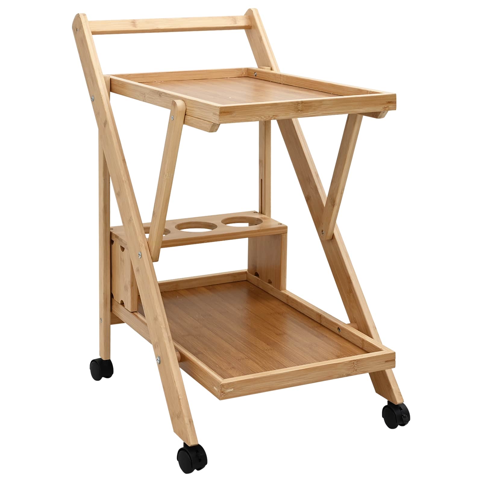 vidaXL Wózek kuchenny z kółkami Jasny Brąz 65 x 40,5 x 76,5 cm Bambus