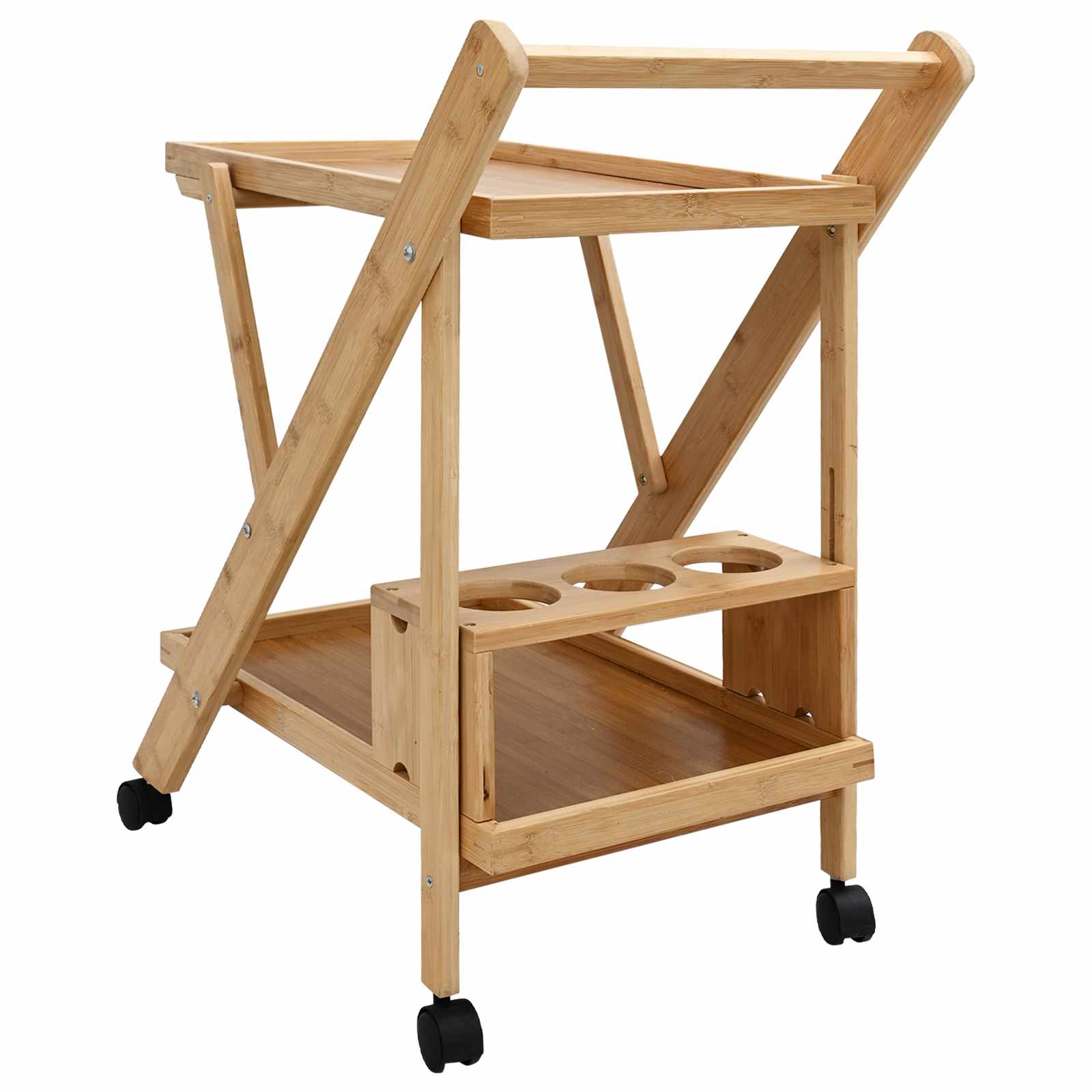 vidaXL Wózek kuchenny z kółkami Jasny Brąz 65 x 40,5 x 76,5 cm Bambus