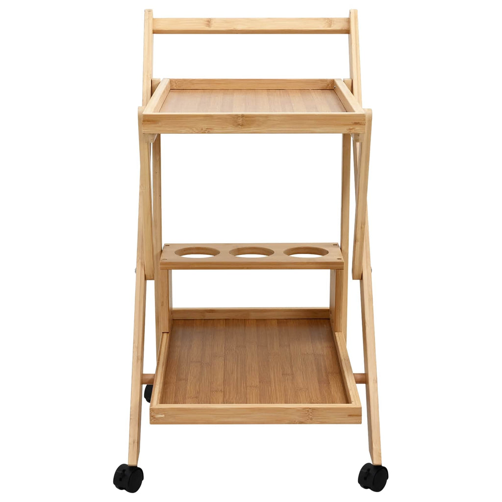 vidaXL Wózek kuchenny z kółkami Jasny Brąz 65 x 40,5 x 76,5 cm Bambus