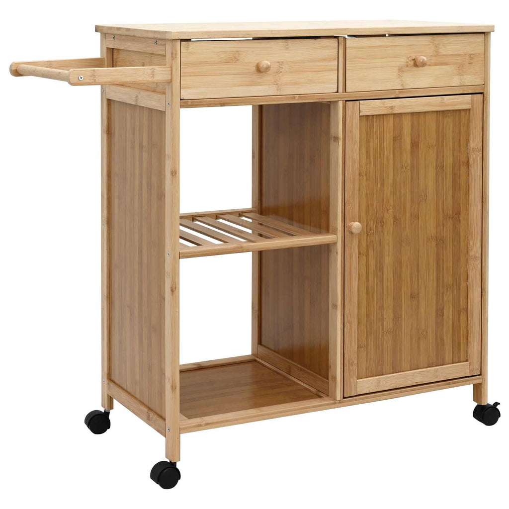 vidaXL Wózek kuchenny z kółkami Naturalny 90,5 x 36 x 86,5 cm Bambus