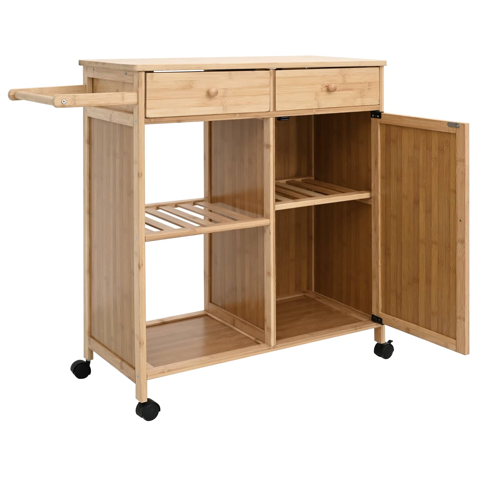 vidaXL Wózek kuchenny z kółkami Naturalny 90,5 x 36 x 86,5 cm Bambus