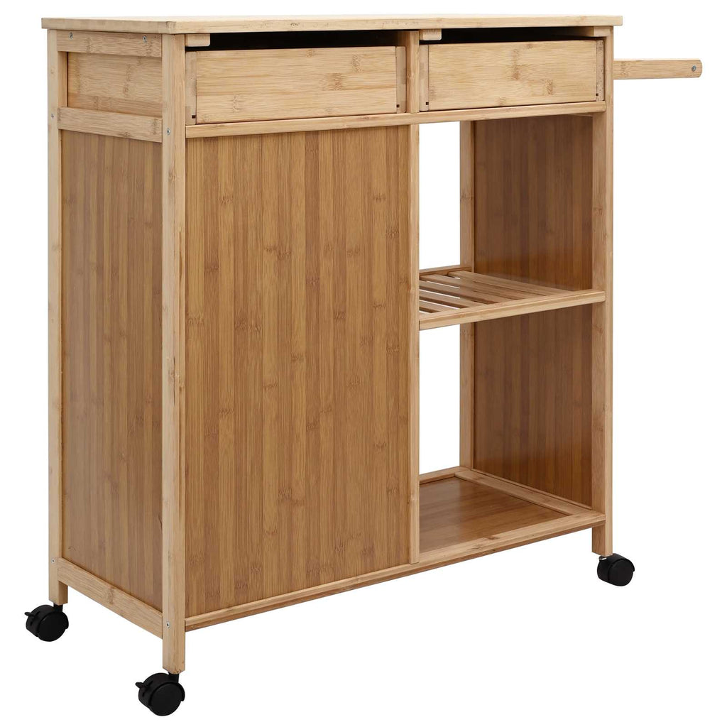 vidaXL Wózek kuchenny z kółkami Naturalny 90,5 x 36 x 86,5 cm Bambus
