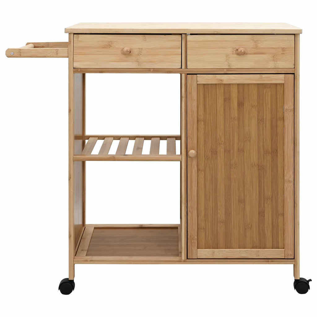 vidaXL Wózek kuchenny z kółkami Naturalny 90,5 x 36 x 86,5 cm Bambus