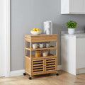 vidaXL Wózek kuchenny z kółkami Naturalny 59,5 x 36 x 82 cm Bambus
