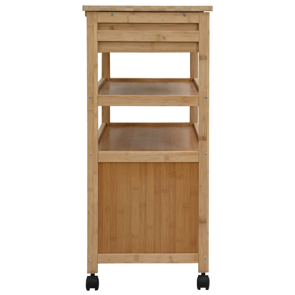 vidaXL Wózek kuchenny z kółkami Naturalny 59,5 x 36 x 82 cm Bambus