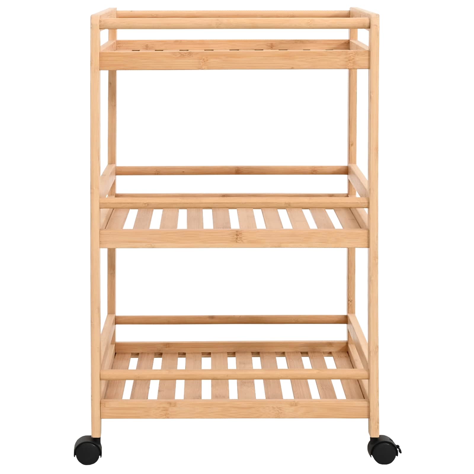 vidaXL Wózek kuchenny z kółkami Naturalny 46 x 38 x 76 cm Bambus