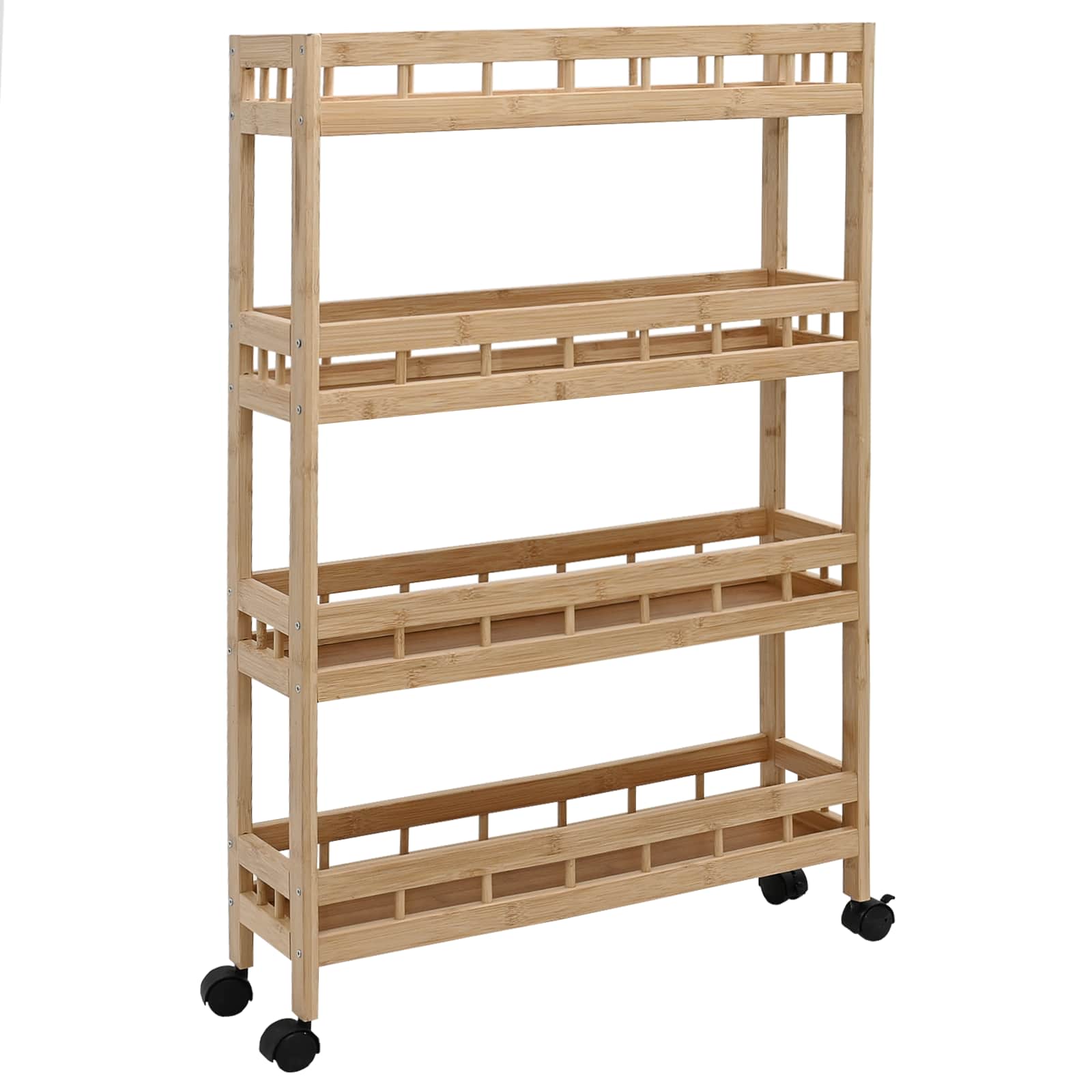 vidaXL Wózek kuchenny z kółkami Naturalny 60 x 18 x 97 cm Bambus