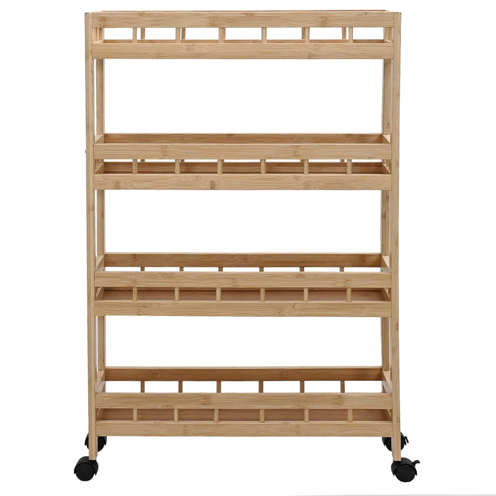 vidaXL Wózek kuchenny z kółkami Naturalny 60 x 18 x 97 cm Bambus
