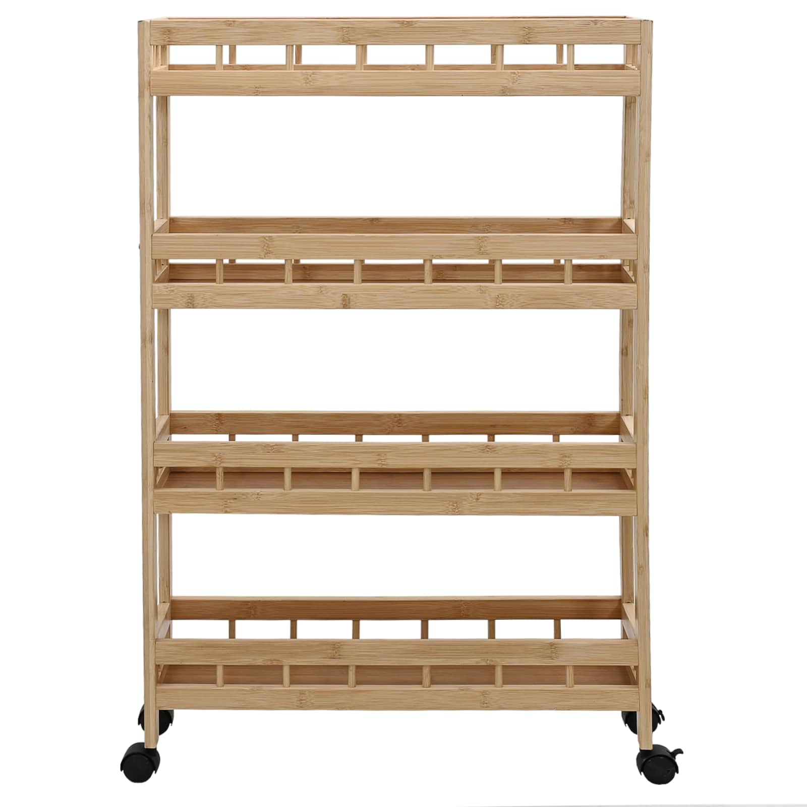 vidaXL Wózek kuchenny z kółkami Naturalny 60 x 18 x 97 cm Bambus