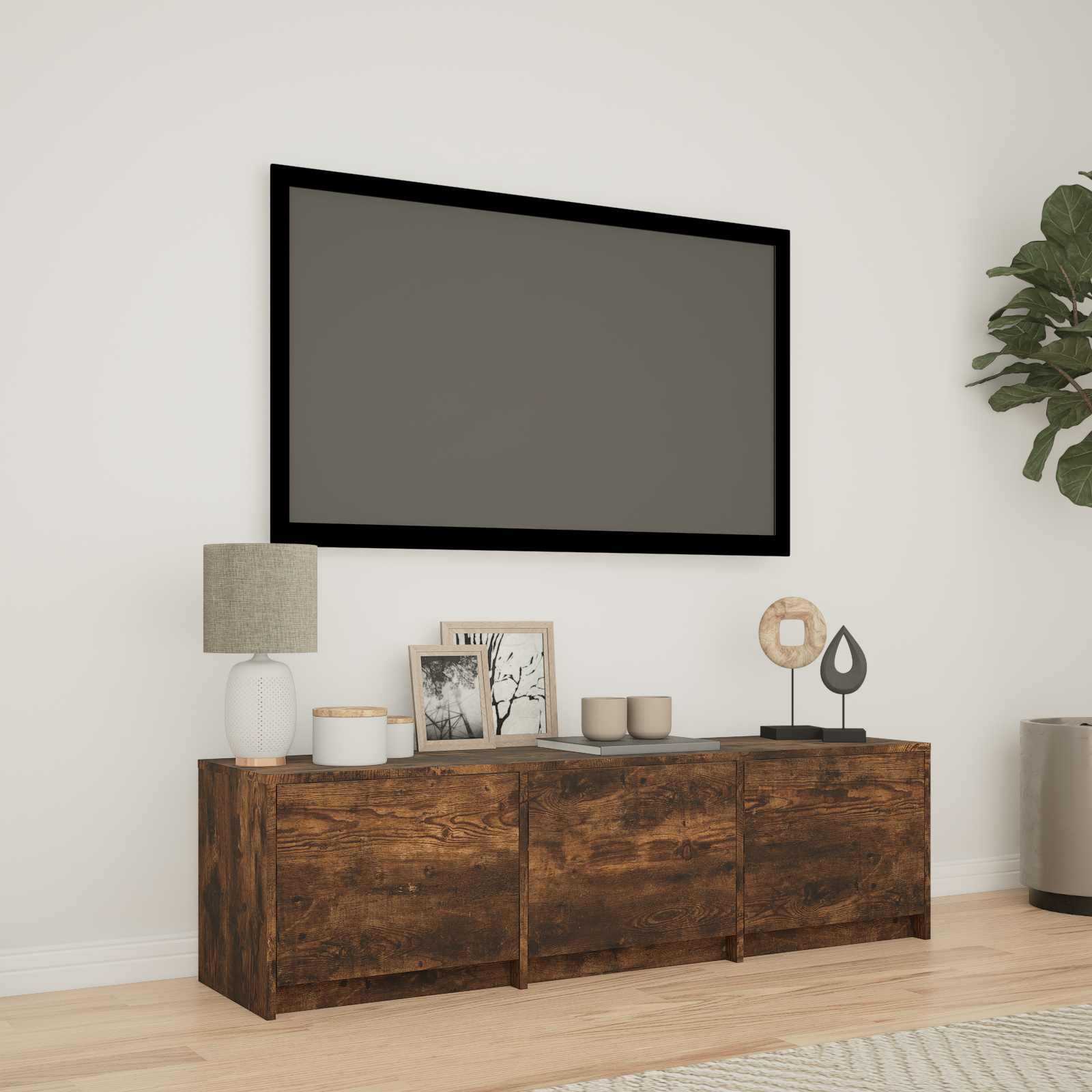 vidaXL Szafka RTV z LED 140 x 34 x 40 cm Dąb Wędzony