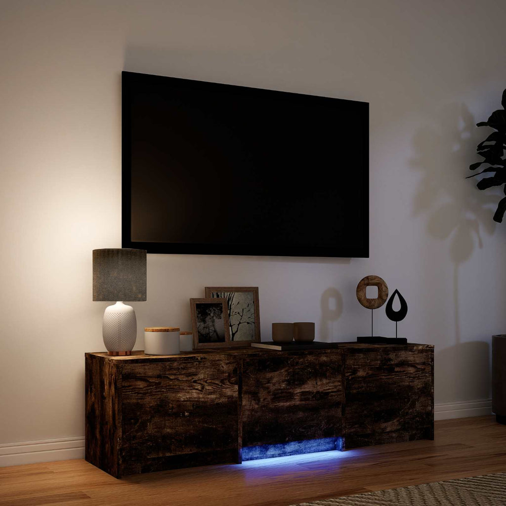 vidaXL Szafka RTV z LED 140 x 34 x 40 cm Dąb Wędzony