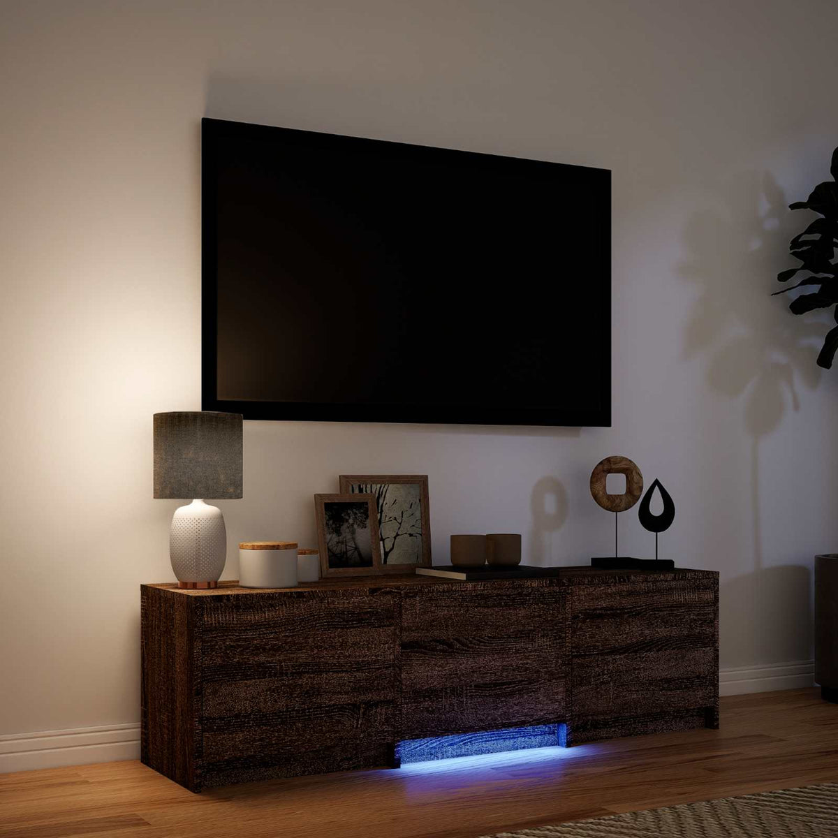 vidaXL Szafka RTV z LED 140 x 34 x 40 cm Dąb brązowy