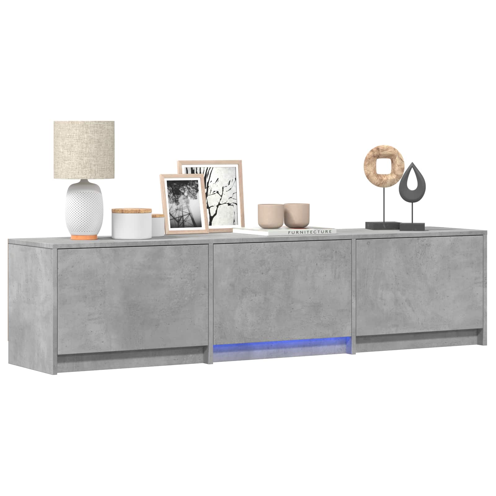 vidaXL Szafka RTV z LED 165x34x40 cm Betonowy Szary