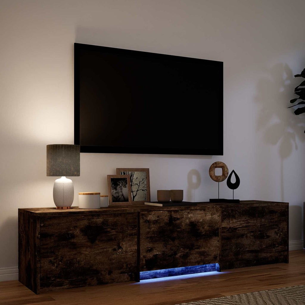 vidaXL Szafka RTV z LED 165 x 34 x 40 cm Dąb Wędzony