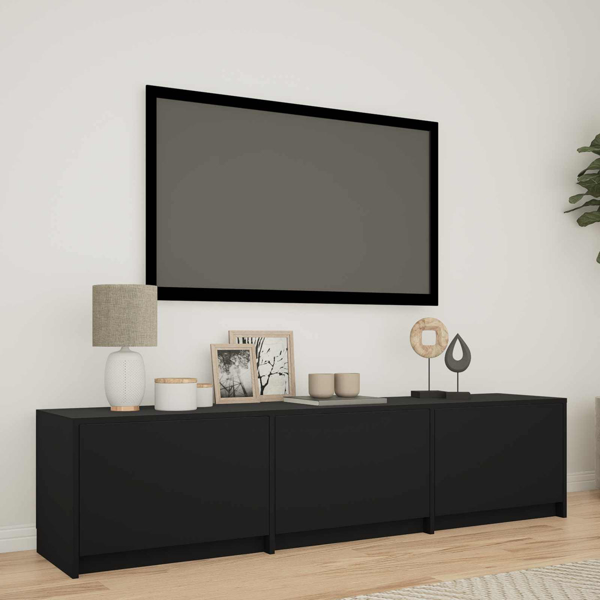 vidaXL Szafka RTV z LED 165 x 34 x 40 cm Czarny Drewno inżynieryjne