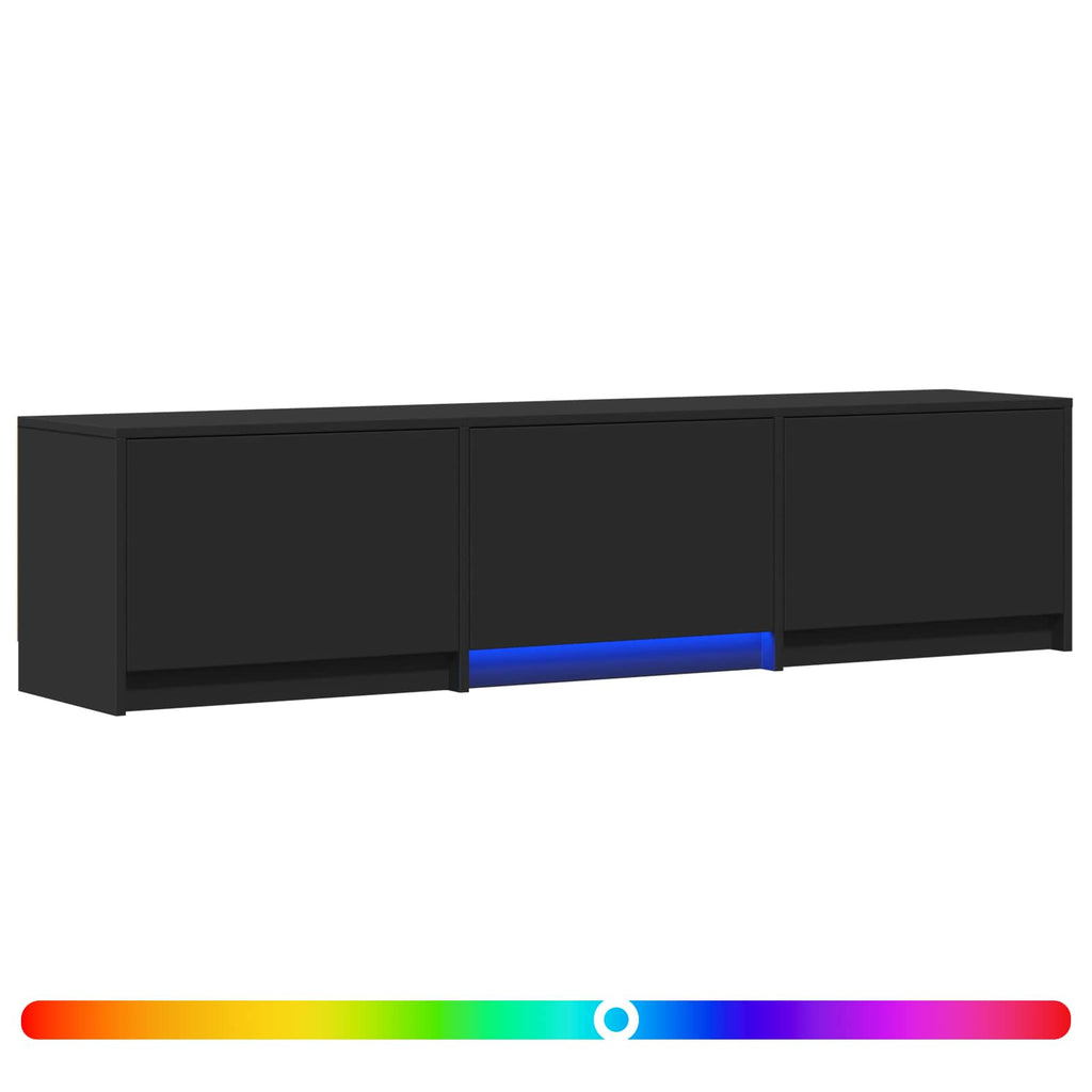 vidaXL Szafka RTV z LED 165 x 34 x 40 cm Czarny Drewno inżynieryjne