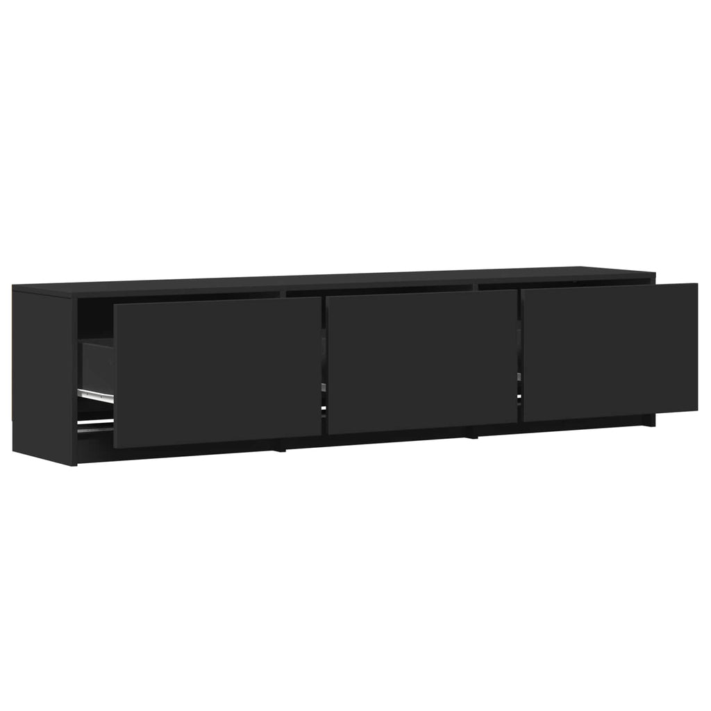 vidaXL Szafka RTV z LED 165 x 34 x 40 cm Czarny Drewno inżynieryjne