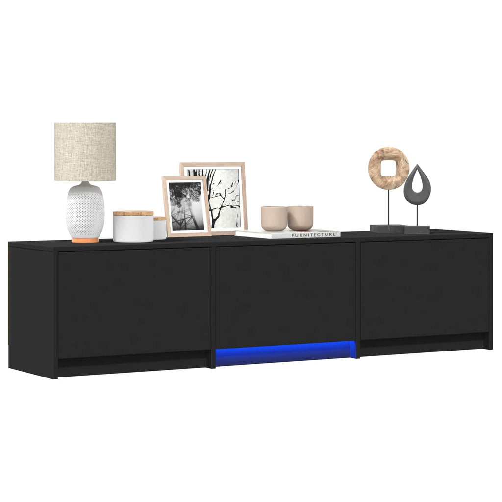 vidaXL Szafka RTV z LED 165 x 34 x 40 cm Czarny Drewno inżynieryjne