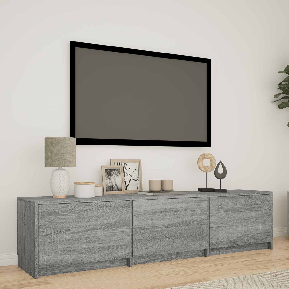 vidaXL Szafka RTV z LED 165x34x40 cm Szary Sonoma Drewno inżynieryjne