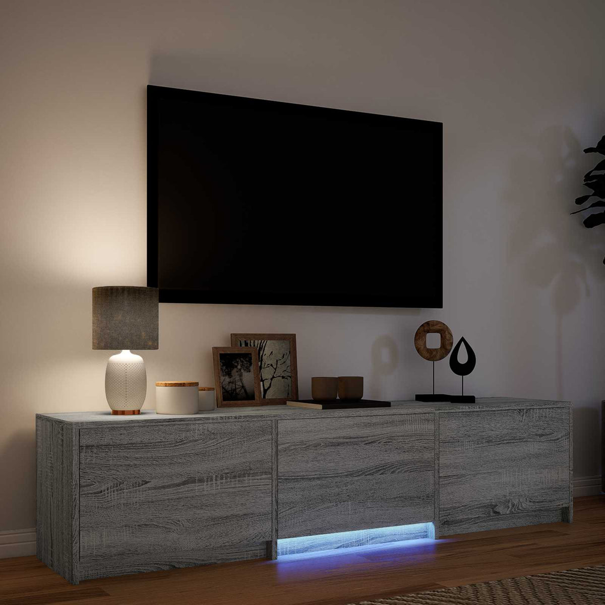 vidaXL Szafka RTV z LED 165x34x40 cm Szary Sonoma Drewno inżynieryjne