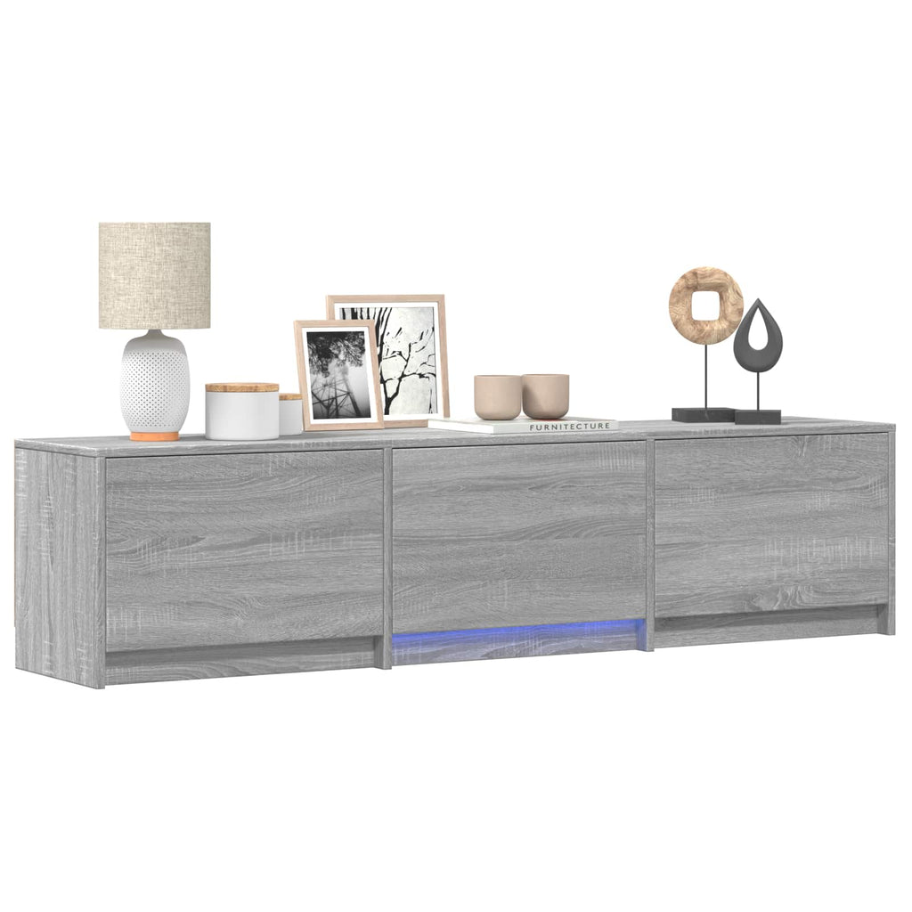 vidaXL Szafka RTV z LED 165x34x40 cm Szary Sonoma Drewno inżynieryjne