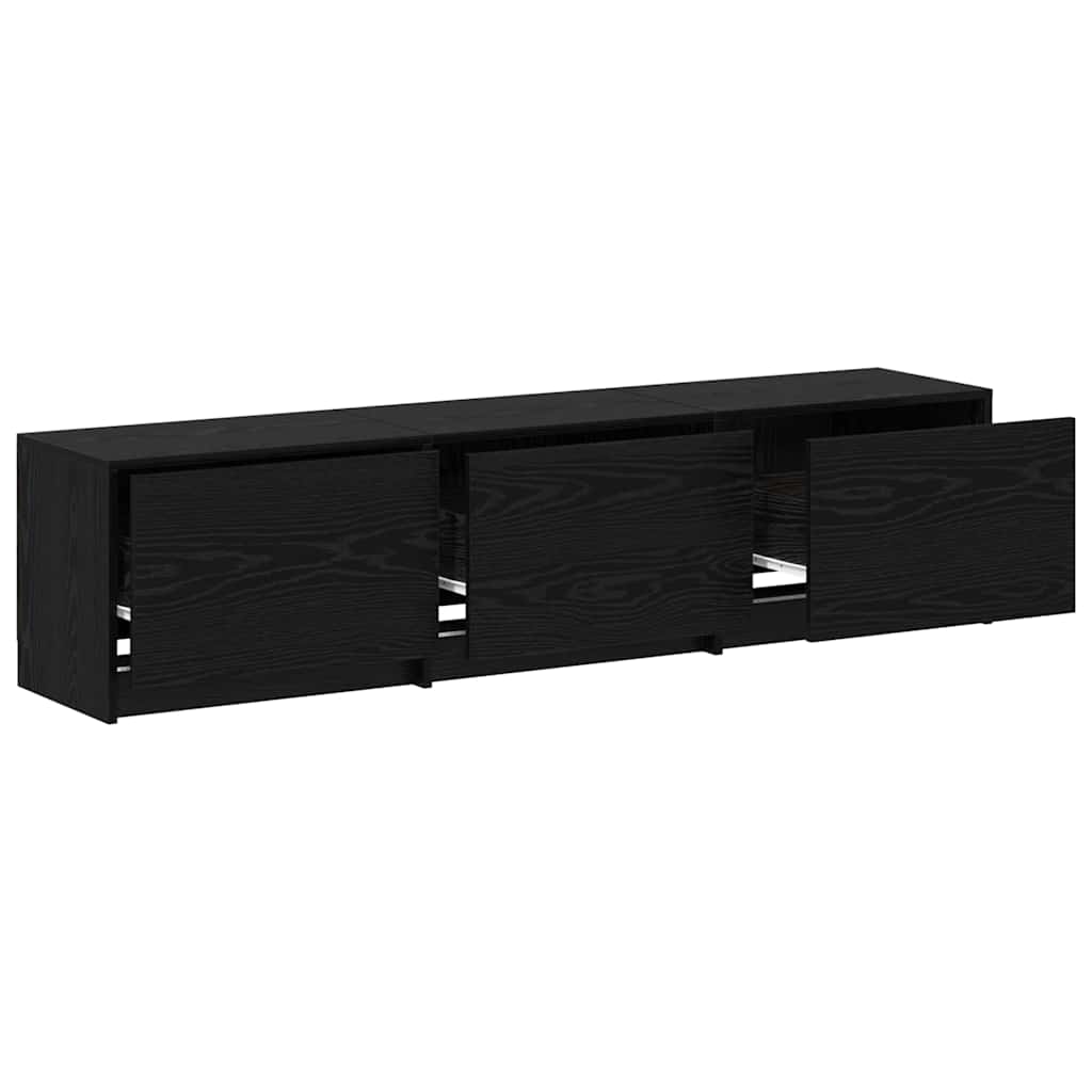 vidaXL Szafka RTV z LED z paskami LED Czarny Dąb 165 x 34 x 40 cm