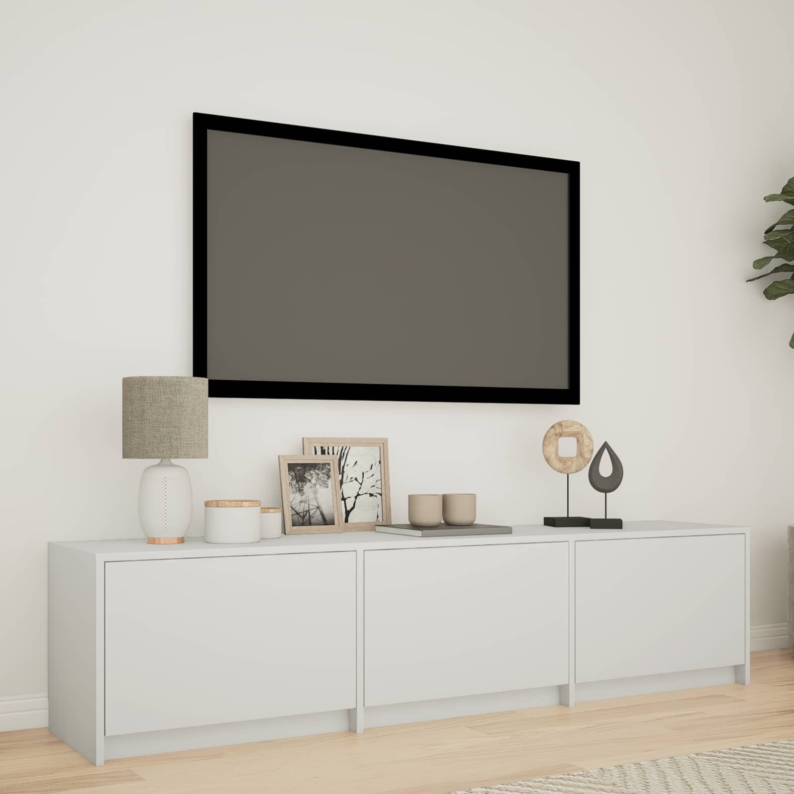 vidaXL Szafka RTV z LED 165 x 34 x 40 cm Biały Drewno inżynieryjne