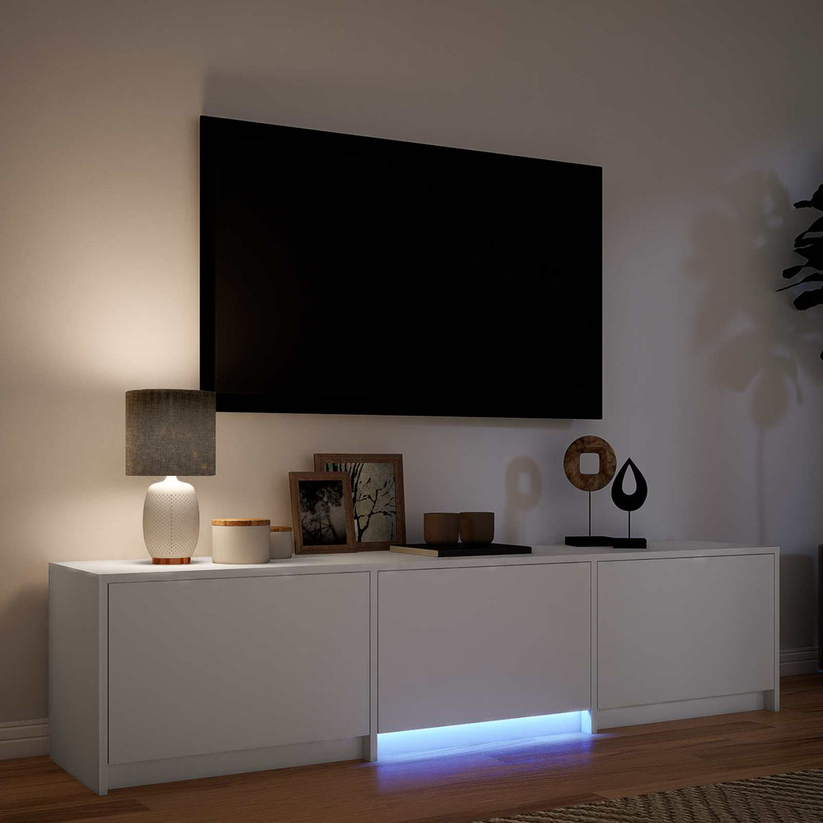 vidaXL Szafka RTV z LED 165 x 34 x 40 cm Biały Drewno inżynieryjne