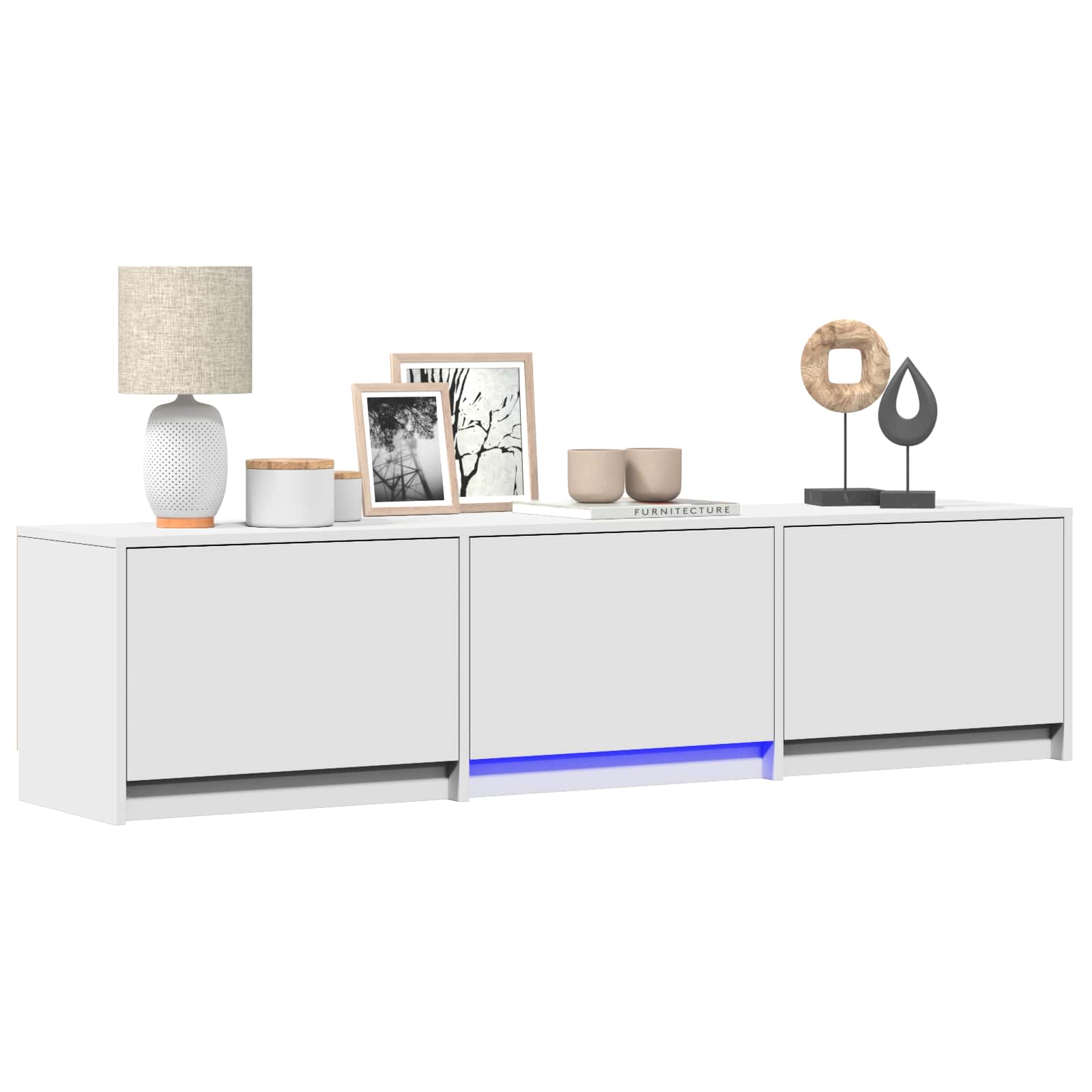 vidaXL Szafka RTV z LED 165 x 34 x 40 cm Biały Drewno inżynieryjne