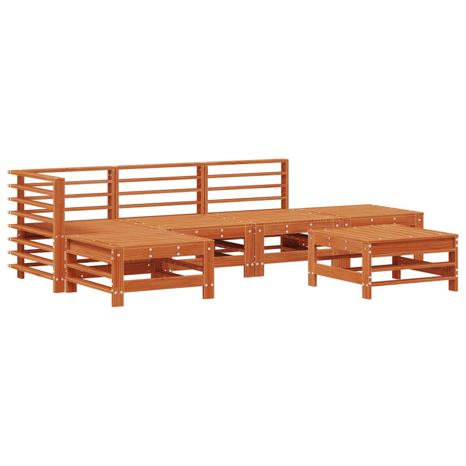 vidaXL Zestaw wypoczynkowy w ogrodzie 5 pcs Woskowany brąz