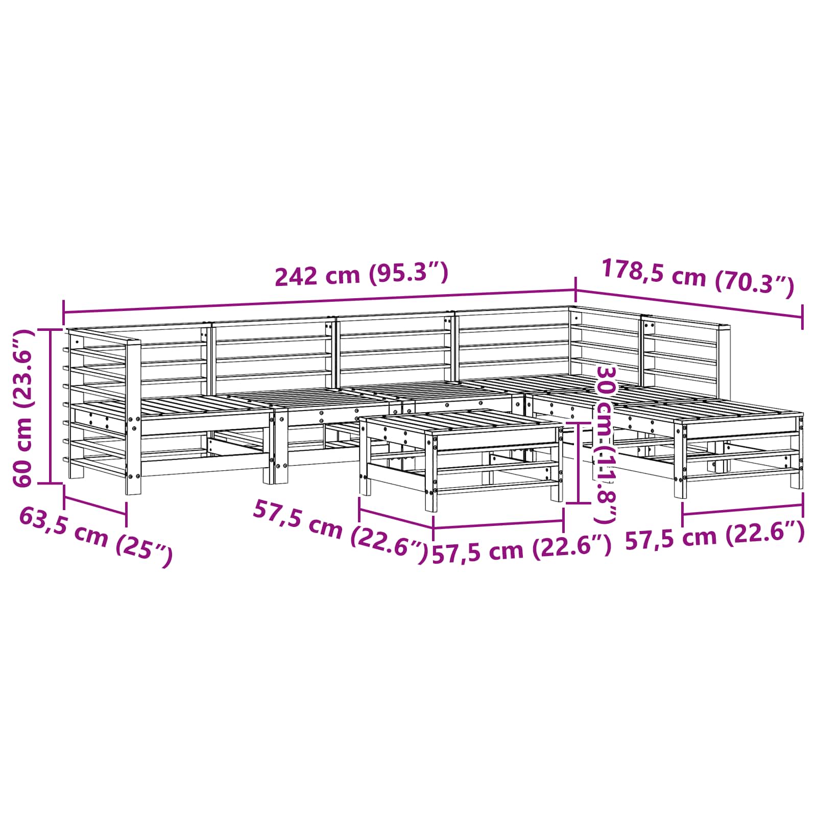 vidaXL Zestaw wypoczynkowy w ogrodzie 7 pcs Woskowy Brąz