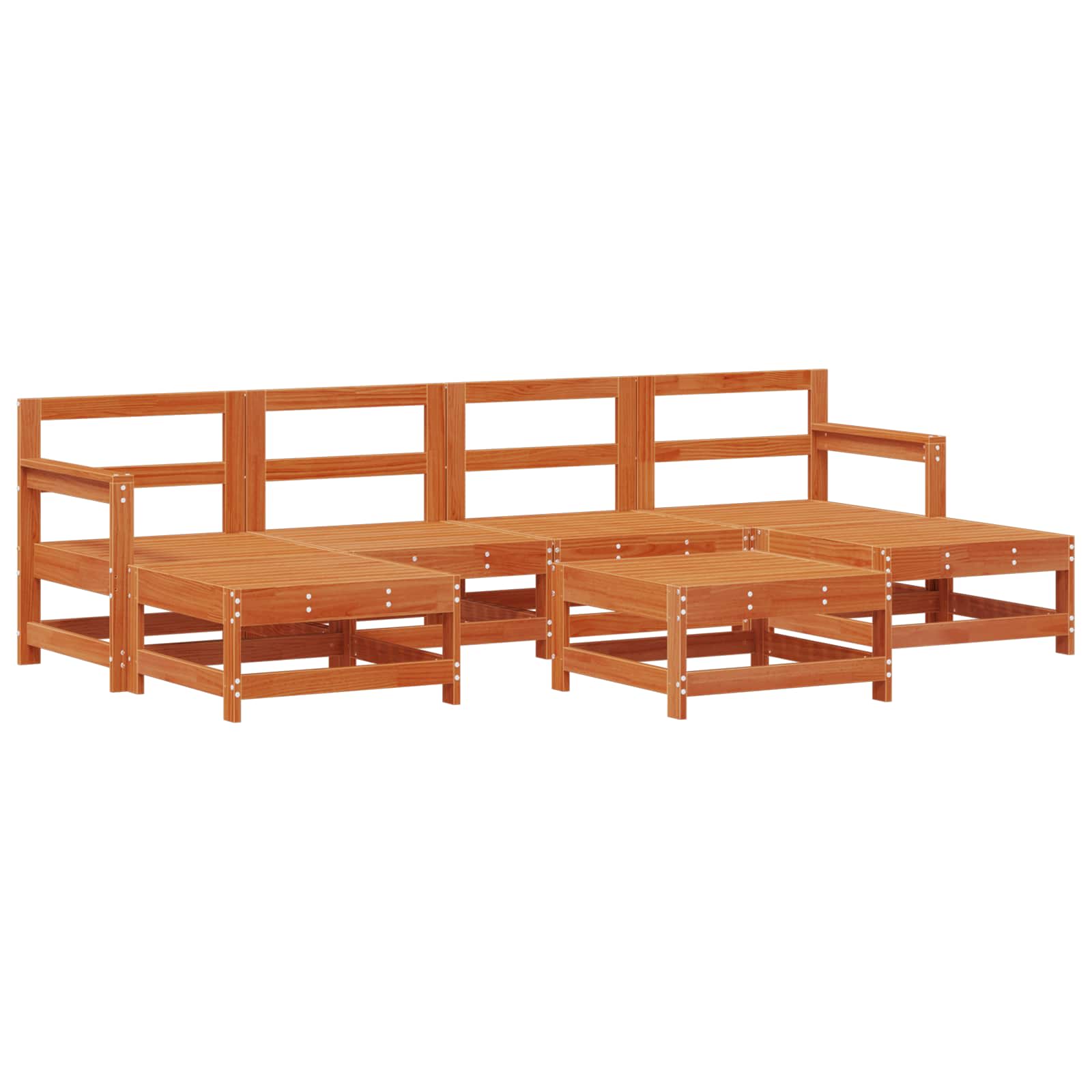 vidaXL Zestaw wypoczynkowy w ogrodzie 7 pcs Woskowy Brązowy Sosna