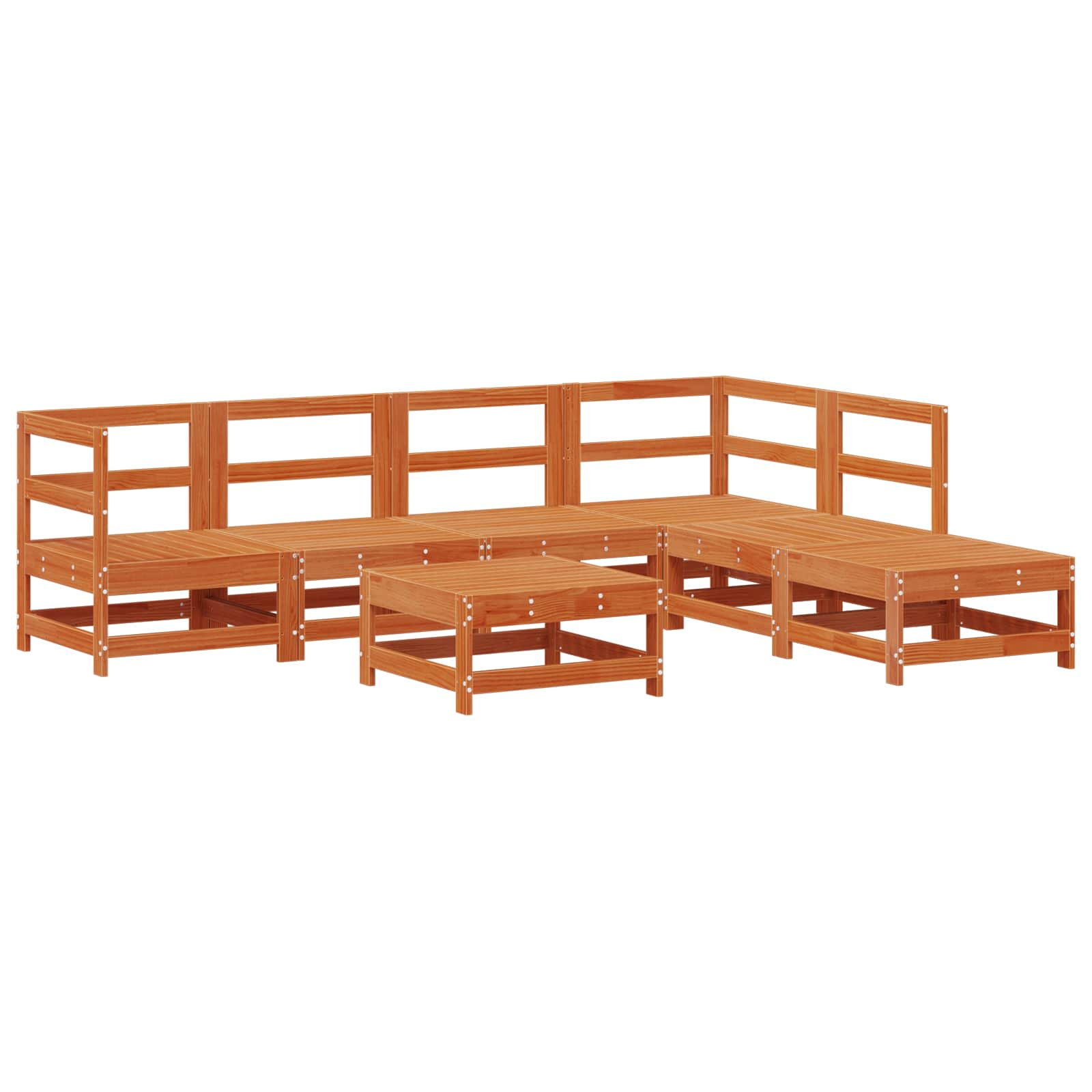 vidaXL Zestaw wypoczynkowy w ogrodzie 7 pcs Woskowany brąz