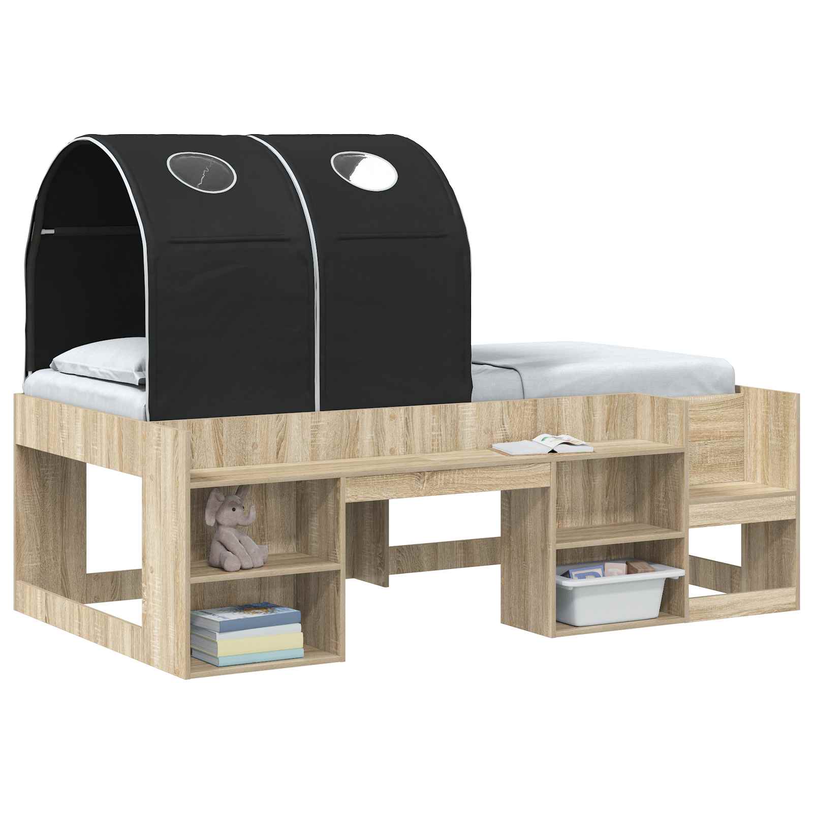 vidaXL Tunel do łóżka 2 pcs Czarny 211 x 52,5 x 2 cm Poliester
