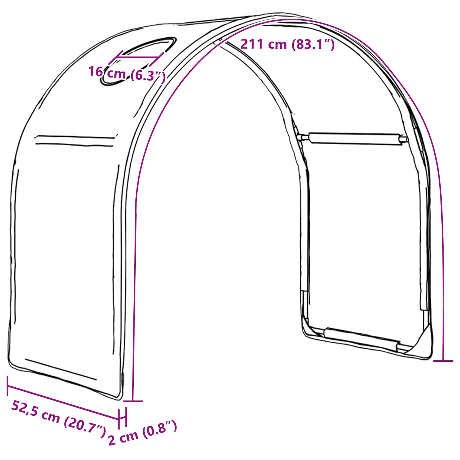 vidaXL Tunel do łóżka 2 pcs Czarny 211 x 52,5 x 2 cm Poliester